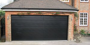 black roller garage door in Bedfordshire